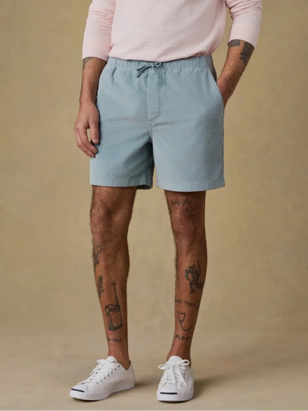 Faherty Light Blue Drawstring Corduroy Shorts
